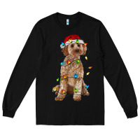 Black cockapoo with christmas lights Long Sleeve Tee - RanaPortraitStore