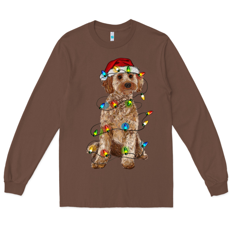 Cockapoo With Christmas Lights Long Sleeve Tee by RanaPortraitStore | Teevron