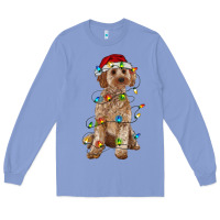 Colony Blue cockapoo with christmas lights Long Sleeve Tee - RanaPortraitStore
