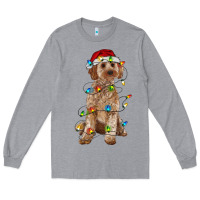 Heather Grey cockapoo with christmas lights Long Sleeve Tee - RanaPortraitStore