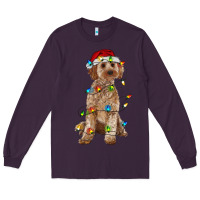 Plum cockapoo with christmas lights Long Sleeve Tee - RanaPortraitStore