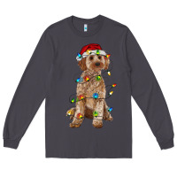 Smoke cockapoo with christmas lights Long Sleeve Tee - RanaPortraitStore