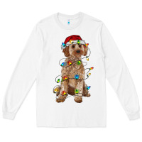 White cockapoo with christmas lights Long Sleeve Tee - RanaPortraitStore