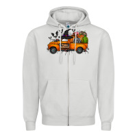 Dove Grey happy halloween truck Zipper Hoodie - CowhideDigitalArt