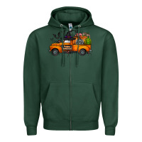 Sports Green happy halloween truck Zipper Hoodie - CowhideDigitalArt