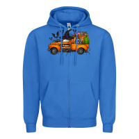 True Royal happy halloween truck Zipper Hoodie - CowhideDigitalArt