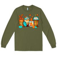Army Green thankful coffee cups Long Sleeve Tee - Zillion Design Studio