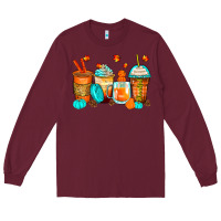 Burgundy thankful coffee cups Long Sleeve Tee - Zillion Design Studio