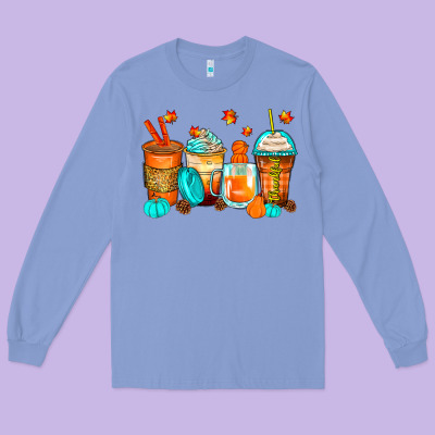 Thankful Coffee Cups Long Sleeve Tee Designed By Zillion Design Studio