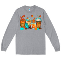 Heather Grey thankful coffee cups Long Sleeve Tee - Zillion Design Studio