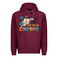 Burgundy western turquoise put em up cowboy Premium Hoodie - MaliasSmallBusiness