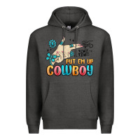 Charcoal Heather western turquoise put em up cowboy Premium Hoodie - MaliasSmallBusiness