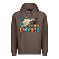 Coffee western turquoise put em up cowboy Premium Hoodie - MaliasSmallBusiness