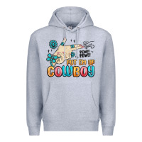 Heather Grey western turquoise put em up cowboy Premium Hoodie - MaliasSmallBusiness