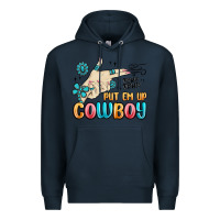 Navy western turquoise put em up cowboy Premium Hoodie - MaliasSmallBusiness