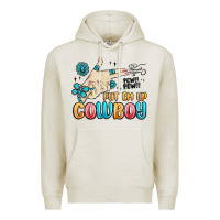 Oatmeal Heather western turquoise put em up cowboy Premium Hoodie - MaliasSmallBusiness