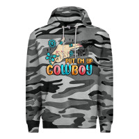 Slate Camo western turquoise put em up cowboy Premium Hoodie - MaliasSmallBusiness