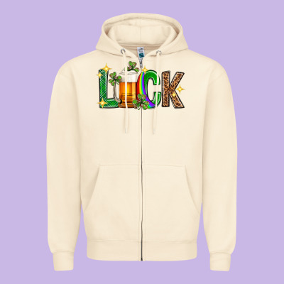 St. Patrick's Day Luck Beer Zipper Hoodie Designed By Neo Western
