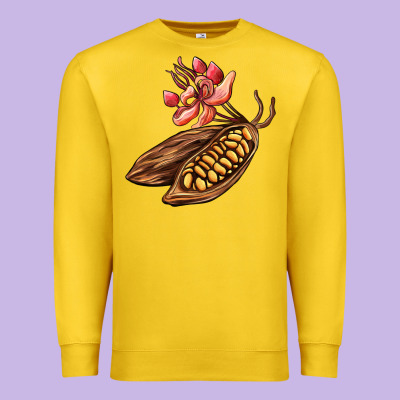 Cacao Beans And Flowers Premium Sweatshirt Designed By Adodesignshop