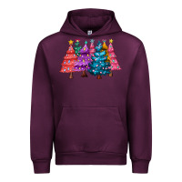 Mauve Wine christmas trees and lights Urban Hoodie - MaliasSmallBusiness
