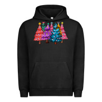 Pigment Black christmas trees and lights Urban Hoodie - MaliasSmallBusiness