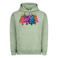 Pigment Oil Green christmas trees and lights Urban Hoodie - MaliasSmallBusiness