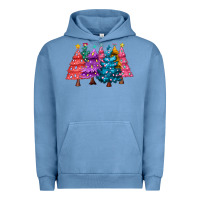 Pigment Pebble Blue christmas trees and lights Urban Hoodie - MaliasSmallBusiness
