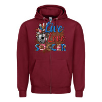 Burgundy live love soccer Zipper Hoodie - HRA Design Shop