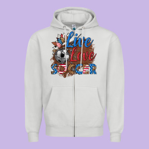 Live Love Soccer Zipper Hoodie Designed By Hra Design Shop