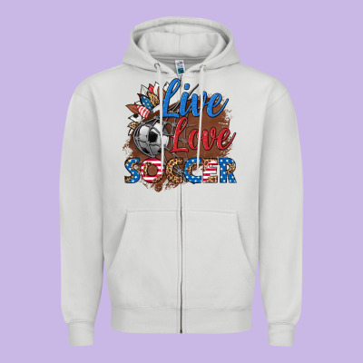 Live Love Soccer Zipper Hoodie Designed By Hra Design Shop