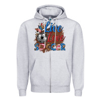 Heather Grey live love soccer Zipper Hoodie - HRA Design Shop