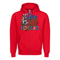 Red live love soccer Zipper Hoodie - HRA Design Shop