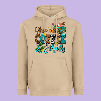 Gıve Me Coffee And Jesus Heavyweight Hoodie Designed By Adodesignshop