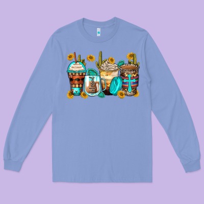 Blessed Coffee Cups Long Sleeve Tee Designed By Zillion Design Studio