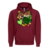 Burgundy St. Patrick's Day hearts Zipper Hoodie - Neo Western