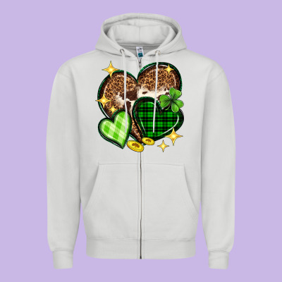St. Patrick's Day Hearts Zipper Hoodie Designed By Neo Western