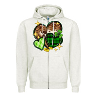 Oatmeal Heather St. Patrick's Day hearts Zipper Hoodie - Neo Western