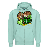 Seafoam St. Patrick's Day hearts Zipper Hoodie - Neo Western