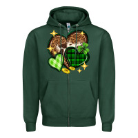 Sports Green St. Patrick's Day hearts Zipper Hoodie - Neo Western