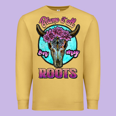 Blame It All On My Roots White Premium Sweatshirt Designed By Jahusdesignshop