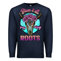 Navy blame it all on my roots white Premium Sweatshirt - JahusDesignShop