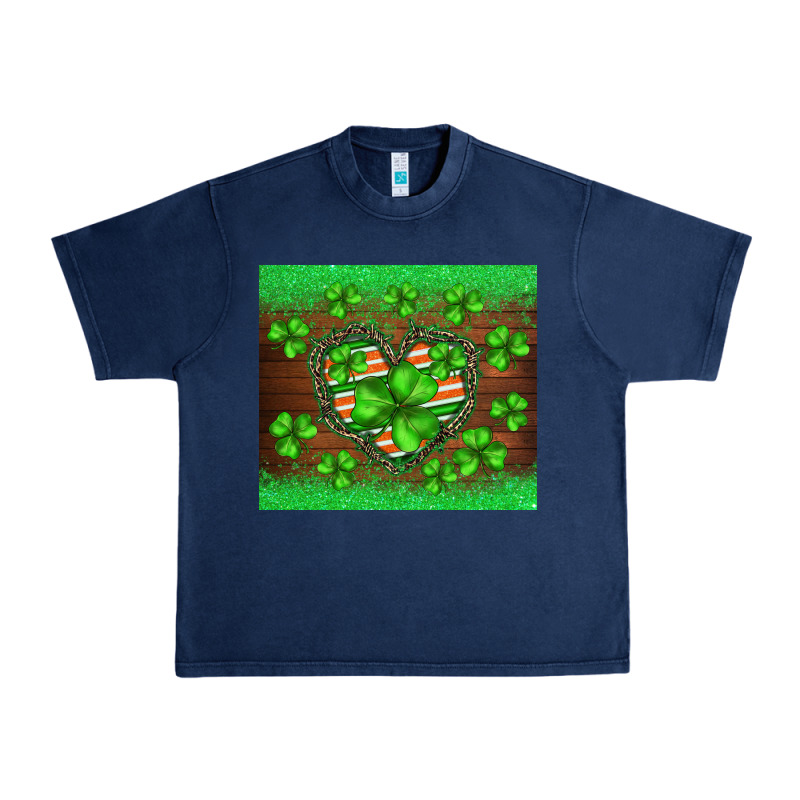 St.patricks Heart Shamrocks Glitter Urban Heavy Tee by BarkalooDesign | Teevron