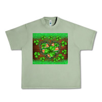 Oil Green st.patricks heart shamrocks glitter Urban Heavy Tee - BarkalooDesign