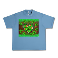 Pebble Blue st.patricks heart shamrocks glitter Urban Heavy Tee - BarkalooDesign
