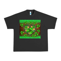 Pigment Black st.patricks heart shamrocks glitter Urban Heavy Tee - BarkalooDesign