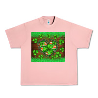 Salmon st.patricks heart shamrocks glitter Urban Heavy Tee - BarkalooDesign