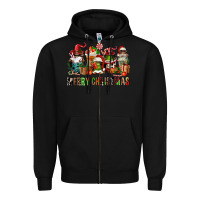 Black merry christmas coffee afro gnomies Zipper Hoodie - FaDigitalArtStudio