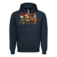 Navy merry christmas coffee afro gnomies Zipper Hoodie - FaDigitalArtStudio