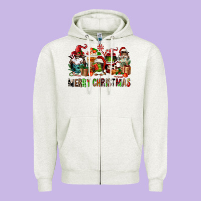 Merry Christmas Coffee Afro Gnomies Zipper Hoodie Designed By Fadigitalartstudio
