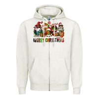 Oatmeal Heather merry christmas coffee afro gnomies Zipper Hoodie - FaDigitalArtStudio